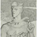 June Carey, THE VISITOR, pencil, in hand inscribed frame