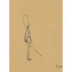 Paul Maze, A GUARDS OFFICER, ink on buff paper