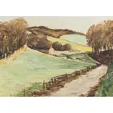Paul Maze, PINK HOUSE ON THE HILL, Oil on board