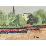 Paul Maze, GUARDS, TROOPING, oil on board