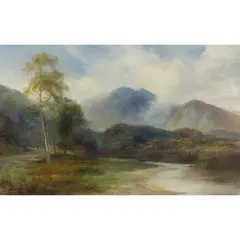 John MacWhirter, BEN VENUE, LOCH KATRINA, MIST RISING, oil on canvas