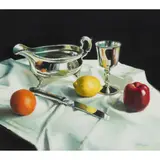 Alastair W. Thomson, STILL LIFE WITH FRUIT AND SAUCE BOAT, oil on canvas