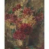 Josef Gassler, STILL LIFE WITH PINK FLOWERS, oil on canvas