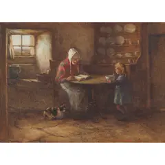 Henry John Dobson, THE BIBLE LESSON, watercolour