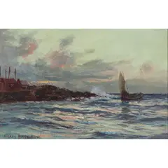 Andrew Black, ENTRANCE TO PORTSOY HARBOUR, BANFFSHIRE, oil on canvas
