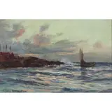 Andrew Black, ENTRANCE TO PORTSOY HARBOUR, BANFFSHIRE, oil on canvas