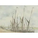 Karl Hagedorn, ON THE SUFFOLK COAST, pen and ink and watercolour