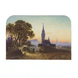 Waller Paton, BARCLAY CHURCH FROM BRUNTSFIELD LINKS, watercolour, arched top