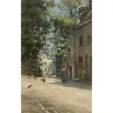 Joseph Milne, STREET SCENE, oil on canvas