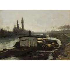 Robert Noble, BARGES ON A CANAL, oil on canvas