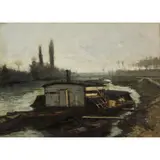 Robert Noble, BARGES ON A CANAL, oil on canvas