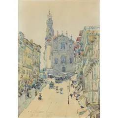 Robert McGowan Coventry, STREET SCENE, watercolour on card