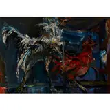 Robin Philipson, COCK AND HEN, oil on board
