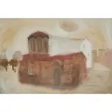 Elizabeth Blackadder, BYZANTINE CHURCH, SALONIKA, watercolour and bodycolour