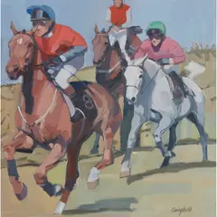 Catriona Campbell, STEEPLE CHASERS, oil on canvas