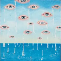FALLING TEARS by Heather Nevay, oil on card laid on wood, sold Jan 2022