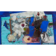 John Brown, SHADOW OF A BLACKBIRD, 2001, oil and mixed media and collage on board
