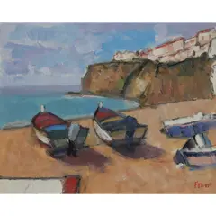 BEACH, PORTUGAL by Archie Forrest, oil on canvas, sold Jan 2022