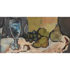 William Senior, STILL LIFE WITH GRAPES AND GLASS, 1958, gouache on paper