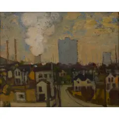 William Senior, CITYSCAPE, oil on board