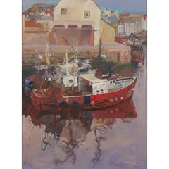 William Birnie, PRAWN BOATS, PITTENWEEM, oil on board