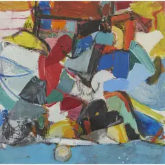 NIGHT PATTERNS by Duncan Shanks, oil and mixed media on card, sold Jan 2022