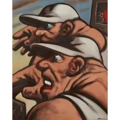 TWO HEADS by Peter Howson, oil on canvas, sold Jan 2022