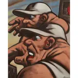 Peter Howson, TWO HEADS, oil on canvas