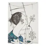 Pat Douthwaite, WOMAN WITH BIRD VASE, Lithograph with hand-colouring, 4/20