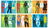 STANDING PEOPLE - 2019 (SET OF SIX) by Julian Opie, Lenticular print on card, sold Jan 2022