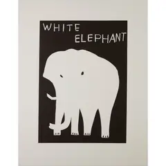 WHITE ELEPHANT by David Shrigley, 2021, Linocut, 75/100, sold Jan 2022