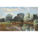 Robert Noble, BOYS FISHING NEAR ACREDALES, HADDINGTON, oil on board