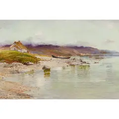 Barclay Henry, CROFT BY THE LOCH, oil on canvas