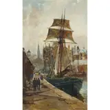 Charles James Lauder, A BUSY HARBOUR SCENE, oil on canvas
