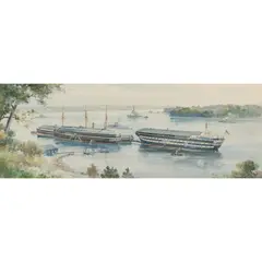 H.M.S. DEFIANCE by Frank Watson Wood, watercolour, sold Dec 2021