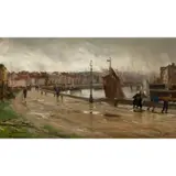 David Farquharson, ON THE QUAYSIDE, DIEPPE, oil on board