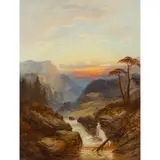 George Blackie Sticks, A MOUNTAIN GORGE, SUNSET
