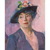 THE FLORAL HAT by Beatrice M. L. Huntington, oil on canvas, sold Dec 2021