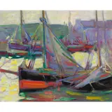 David W. Gunn, HARBOUR SCENE, ST. MONANCE, oil on board