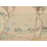 Anne Redpath, SAINT HOSPICE, CAP FERRAT, pencil and watercolour