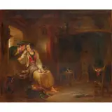 Alexander George Fraser, FIRESIDE COURTSHIP, oil on canvas