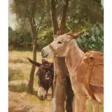 Joseph Crawhall, DONKEYS, Oil on canvas