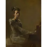 James Guthrie, THREE QUARTER LENGTH PORTRAIT OF MISS ISABELLA GARDINER SEATED AT THE PIANO, oil on canvas