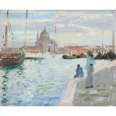 Francis Cadell, THE GIUDECCA AND REDENTORE, VENICE, oil on board