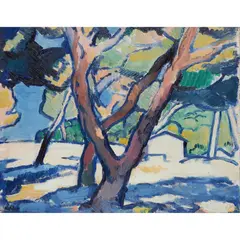Samuel Peploe, OLIVE TREES, CASSIS, oil on panel