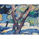 Samuel Peploe, OLIVE TREES, CASSIS, oil on panel