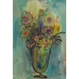 John Maxwell, FLOWER PIECE, pen and ink and watercolour