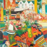 John Bellany, FISHERMAN'S WINDOW, EYEMOUTH, oil on canvas, unframed