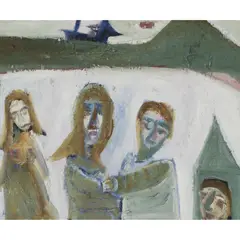 Patrick Hayman, FAMILY SEASIDE, 1982, oil on board