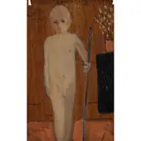 Rose Hilton, YOUNG BOY, 1972, oil on wooden cabinet door panel with keyhole lock